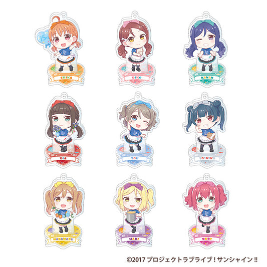 GiGOコラボカフェ ラブライブ！シリーズ15周年記念 スタンド付きデフォルメアクリルキーホルダー～GiGO Tシャツver.～（Aqours）（全9種）