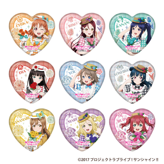 GiGOコラボカフェ ラブライブ！シリーズ15周年記念 ホログラムハート缶バッジ（Aqours）（全9種）